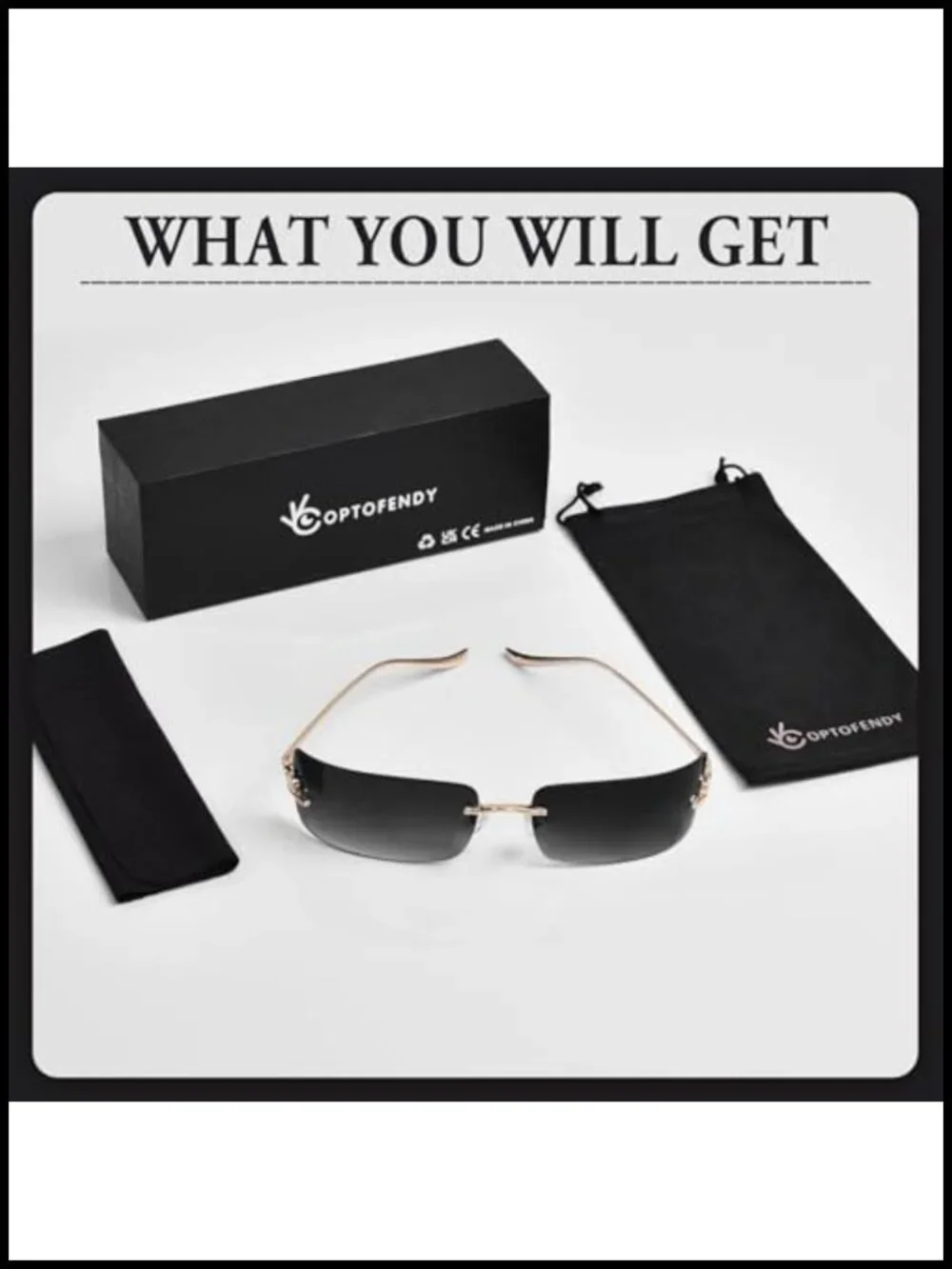 Rimless Retro Metal Sunglasses UV400 Protection Y2K Style